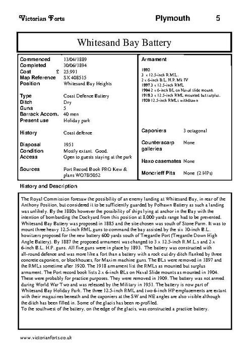 Whitesand Bay Battery datasheet